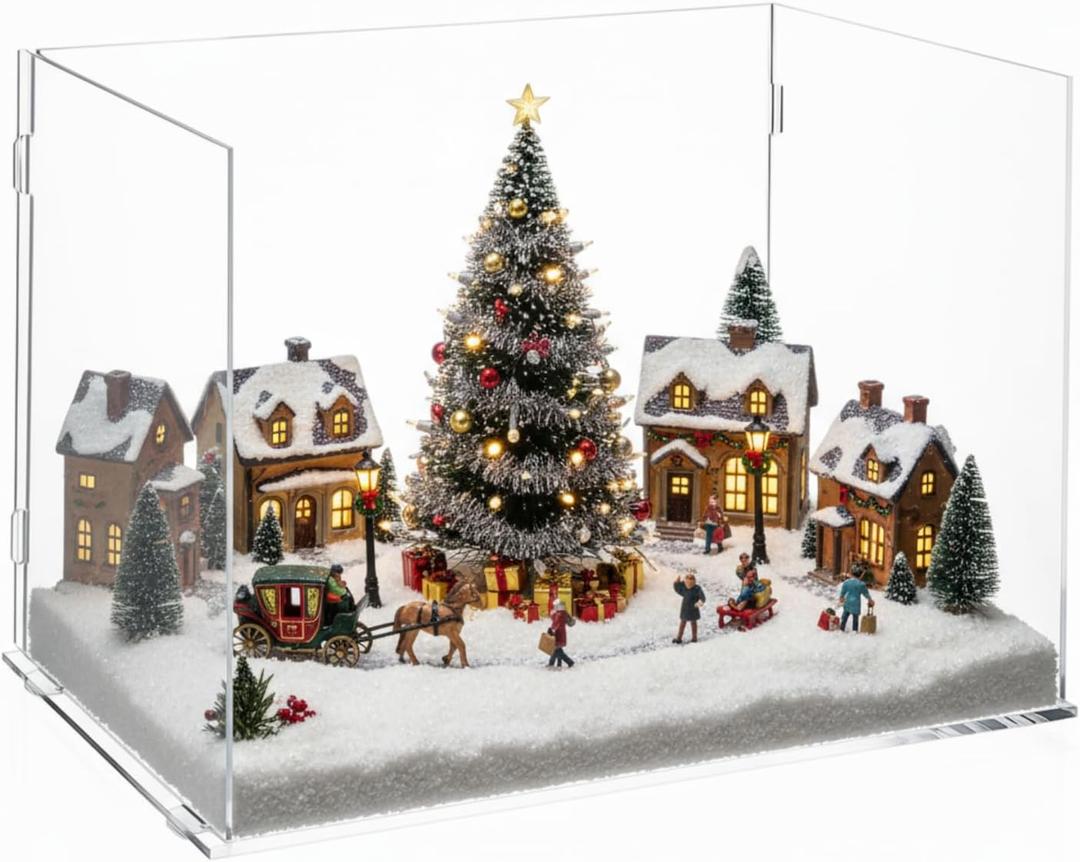 Chunful 4 Sides Acrylic Diorama Kit Large Display Boxes for Dollhouse Room Box Miniatures Figures Collectibles Unfinished 11.8 x 8.3 x 8.7 Inch, Quick Install for DIY Crafts Model Toys