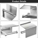 Tindbea Toilet Paper Holder with Phone Shelf, Adhesive or Screw Wall Mount Toilet Tissue Roll Holder, Rustproof & Multifunctional Stainless Steel Bathroom Storage Dispenser (Brushed Nickel)