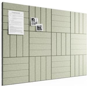Bumusty Large Cork Board Alternative-48 x 36" Felt Bulletin Board Tiles, with 30 Pushpins, 70 Adhesive Tabs, Bold-Stripe 12-Pack, Cork Boards for Office Push Pin Board Felt Board-Sage