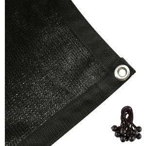 Shatex 90% Shade Cloth 6x14ft Hanging-up Sunblock Shade Panel, Black, 12 Bungee Balls