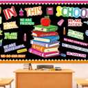 4 x Motivational Bulletin Board Decoration Set Classroom Affirmation Station Bulletin Board in This School Classroom Cutouts for Back to School Elementary Home Wall Door Supplies