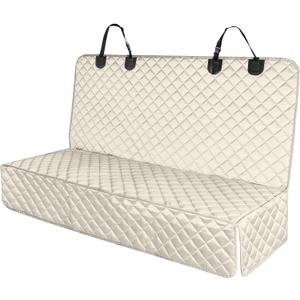 PETICON Waterproof Scratchproof Pet Bench Seat Covers for Cars, Trucks, SUVs, Nonslip Durable Back Seat Cover for Dogs, Washable Backseat Protection, Beige