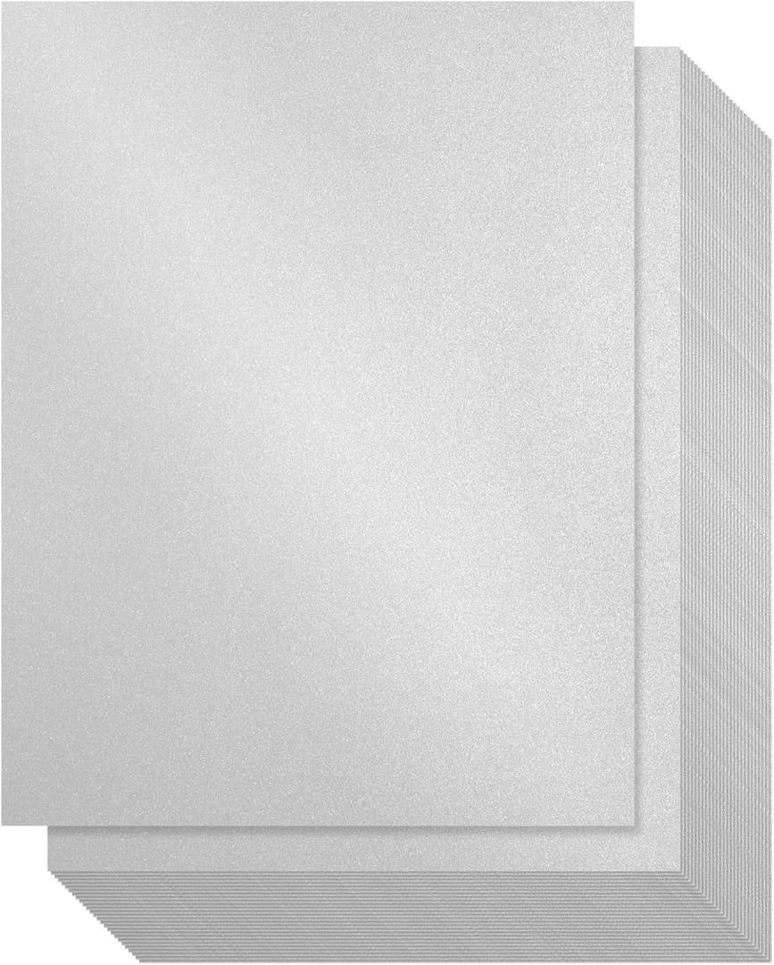 Best Paper Greetings Shimmer Paper - 96 Sheet Silver Metallic Cardstock Paper 250 GSM - Double Sided, Letter Size 8.5x11, Laser Printer Friendly