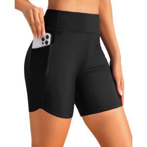 Daci Women High Waisted Swim Shorts - 3"/5"/7" Bathing Suit Short with Pockets Liner Tummy Control Swimsuit Bottom Boy Short