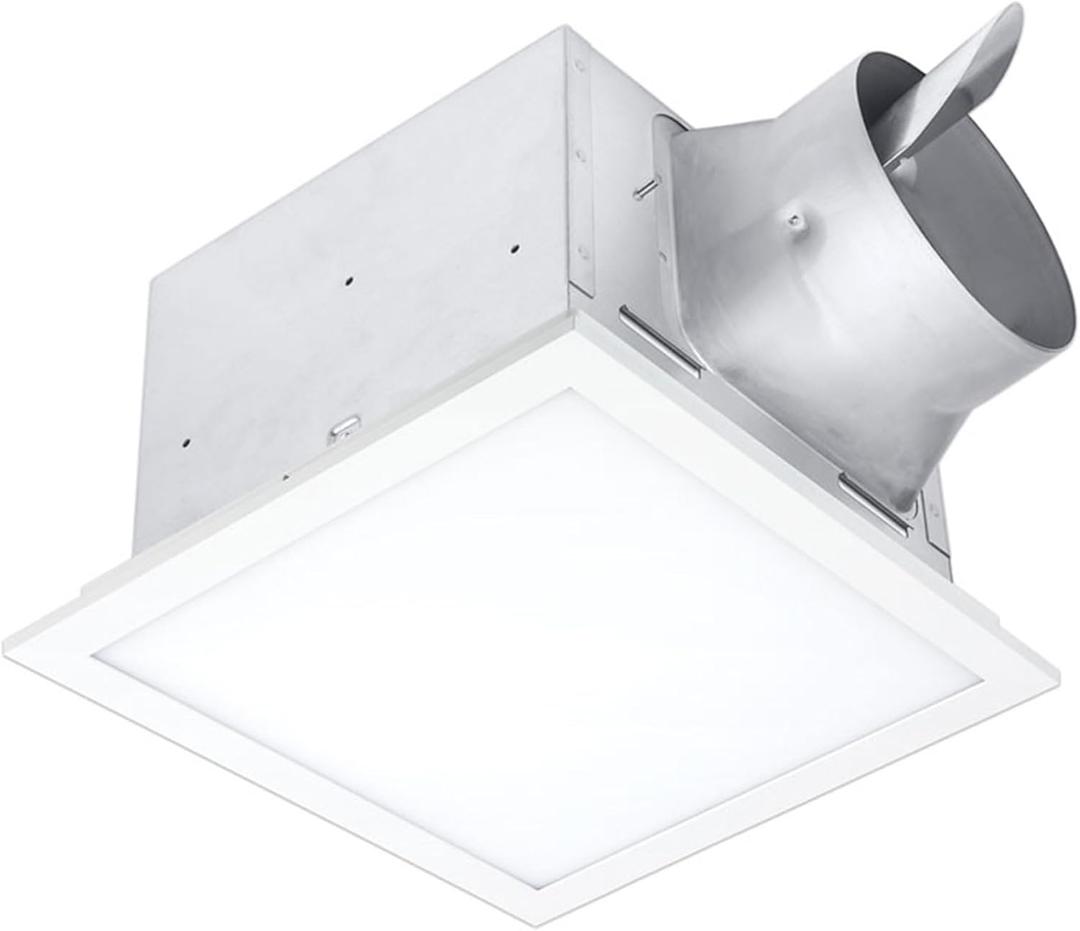 Delta Breez Signature Exhaust Fan Edge-Lit LED Light Energy Efficient Quiet Operation Motor with Adjustable Color Temperature, 80/110 CFM, White (80/110 CFM)