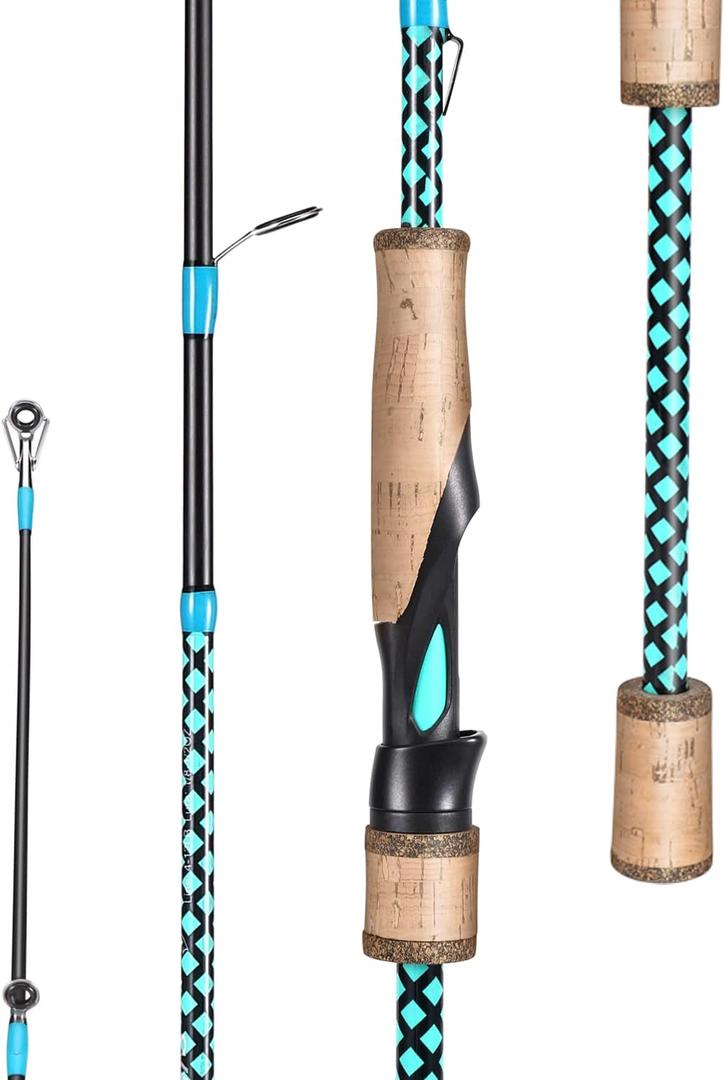 Sougayilang Fishing Rods, Graphite Spinning Rods, Lightweight 2 Pieces Cork Handle Casting (7'0"/Medium/Fast, Blue-Spinning)