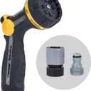 Melnor 65188AMZ RelaxGrip Metal Nozzle, MultiPattern, Arthritis Foundation Ease of Use Certified, Quick Connect Bundle, Black, Yellow