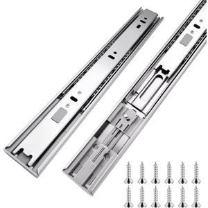 16 inch Drawer Slides 1 Pairs (2pcs) Soft Self Close Full Extension Ball Bearing Drawer Slides 3 fold Full Stretch Side Mount 100 LB Capacity 16" Silver