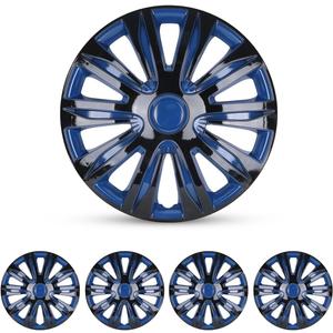 WOLFSTORM 4-Pack 15 Inches Wheel Rim Cover 15'' Hubcaps, Blue & Black | Redesign Fashion Style Replacement Hubcaps, Car Truck SUV Hub Accessories