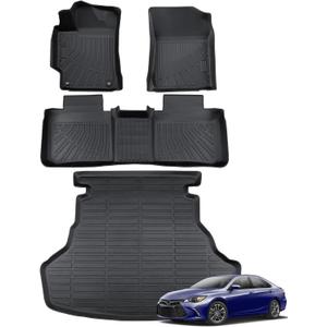Floor Mats Cargo Liner for Toyota Camry 2017 2016 2015 LE/SE/XSE/XLE, All Weather Floor Liner for Camry 2015-2017Car Accessories, Waterproof Automotive Rubber Heavy Duty Trunk Mat Anti-Slip