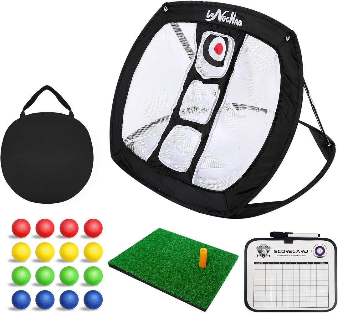 Golf Chipping Net Pop Up - Backyard/Indoor Practice Net with Hitting Mat, Ideal for Short Game & Accuracy Practice