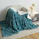 UKELER Cozy Sherpa Bed Blanket Queen Size 80 x 90 inch, Thick Striped Throw Blanket for Bed Couch Sofa Camping, Great Gift for Mother's Day, Father's Day, Thanksgiving, Christmas,New Year's Day, Blue