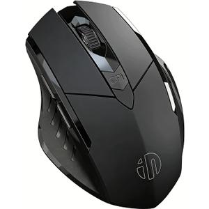 Rechargeable Wireless Mouse, 2.4G Ergonomic Gaming Mouse with Silent Click, 500mAh Battery, 2400 DPI Adjustable, 6 Buttons, Black (PM6 Black)