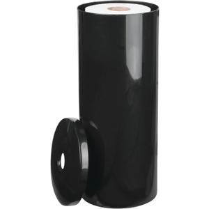 mDesign Plastic Floor Stand Toilet Paper Organizer with Cover, 3-Roll Space-Saving Tissue Storage for Bathroom - Fits Under Sink, Vanity, Shelf, in Cabinet, Corner - Aura Collection - Black (1 Pack)