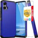 TJS Compatible for Motorola Moto G 5G (2024) Case, with Tempered Glass Screen Protector, Dual Layer Hybrid Magnetic Support Shockproof Heavy Duty Cover Phone Case (Blue)