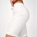 roswear Women's Jean Shorts Stretchy Skinny Knee Length Bermuda Shorts with Front Seam (White, M)