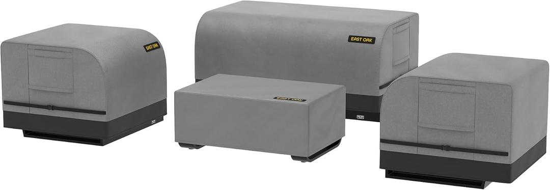 EAST OAK 4 Pieces Patio Furniture Set Cover, 600D Heavy-Duty Fabric, Waterproof, Dustproof and All-Weather Resistant, Outdoor Loveseat Cover, 2 Single Sofa Cover, Coffee Table Cover Included, Grey (Black)