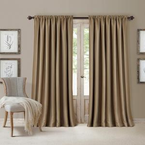 Elrene All Seasons Blackout Window Curtain Panel, Room-Darkening Rod-Pocket and Back Tab Curtain, 52x108", Antique Gold, 1 Panel
