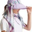 icolor Women Sun Hats UPF 50 Sun Protection Hat Summer Outdoor Neck Shield Flap Visor Hat Ponytail Hats Wide Brim Beach Hat (One Size, Lightpurple)