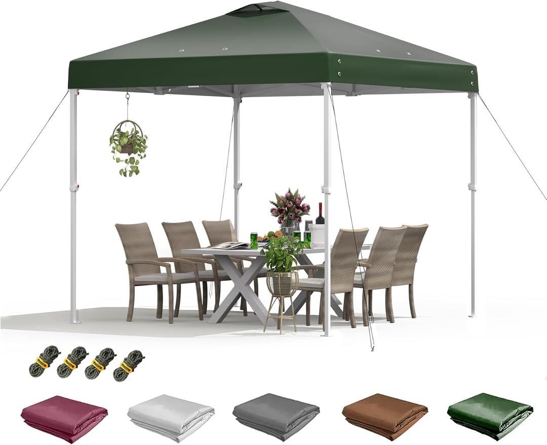 10x10 Canopy Replacement Top - Waterproof Pop Up Shelter for Outdoor Frame, Sun Shade Cover for Patio/Camping/Events with Wind Ropes (Sage Green, 9.8ft x 9.8ft)
