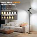 4000LM LED Tree Floor Lamp, 36W Super Bright Reading Lamp with Remote, Dimmable Tall Standing Light with 3 Rotatable Heads & 6 Color Temperatures, Modern Floor Lamps for Living Room Bedroom Office