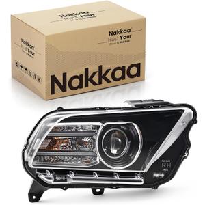 Nakkaa Headlight Assembly Compatible with Mustang 2013-2014 DR3Z13008C | Xenon Projector Headlamp with DRL Passenger Right Side Direct Replacement Plug & Play Installation