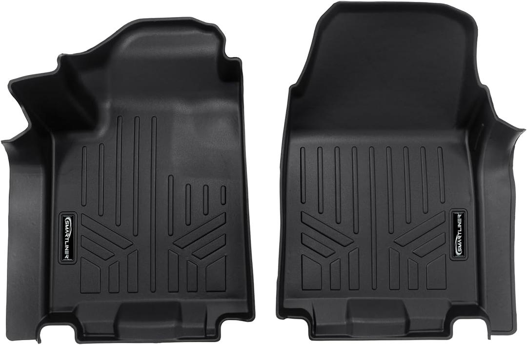 SMARTLINER Custom Fit All Weather Protection Black 1st Row Floor Mat Liner Set Compatible with 2024-2025 Chevrolet Silverado EV