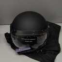 Yesmo 3/4 Motorcycle Helmets Retro Open Face Vespa Scooters Helmet with Clear Visor for Men and Women- DOT Approved (X-Large, Matte Black)