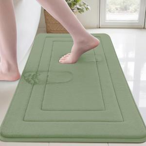 Cupic Cupid Super Soft Memory Foam Bath Mat, Sage Green Bathroom Rugs, Non Slip Bath Mats for Bathroom Floor, Machine Washable Rugs for Shower & Tub, Quick Dry Bath Carpet for Decor, 24" x 36"