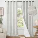100% Blackout Curtains for Living Room 84 Inch Length 2 Panels Set, Thermal Insulated Light Blocking Boho Faux Linen Window Curtains for Bedroom, Bronze Grommet, Each 52" Wide, Light Grey