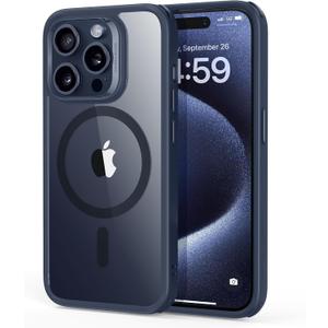 ESR for iPhone 15 Pro Max Case, Compatible with MagSafe, Military-Grade Protection, Yellowing & Scratch-Resistant Back, Magnetic Phone Case for iPhone 15 Pro Max, Classic Series, Clear Dark Blue