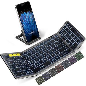 Foldable Bluetooth Keyboard with Numeric Keypad, Samsers FullSize Wireless Folding Keyboard with Backlight, Portable Travel Keyboards for iOS Android Windows Mac OS, Support 3 Device(BT5.1 x 3), Gray