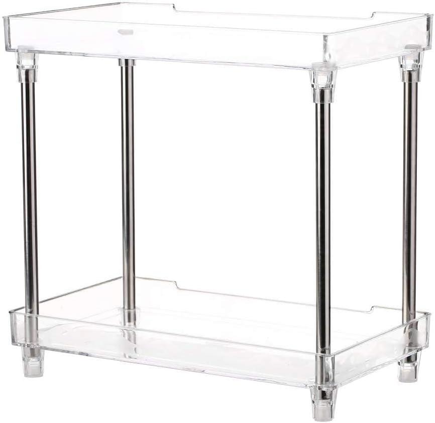 Bathroom Organizer Countertop, 2-Tier Vanity Tray Corner Shelf for Makeup Cosmetic Perfume Skincare Bathroom Supplies and More, Multi-Functional Acrylic Organizer in Vanity Dresser Bathroom