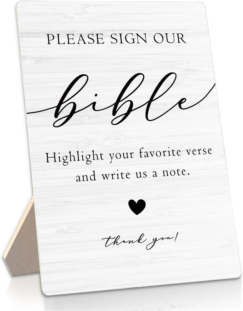 Bible Guestbook Sign for Wedding- Bridal Shower Decorations, Wedding Reception Decor for Reception and Event Party, 5x7inch