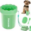 Professional 7 in 1 Dog Paw Cleaner for Dogs & Cats - Includes 1 Portable Paw Washer, 1 Bath Brush, 2 Dog Toothbrushes and 3 Absorbent Towels Note: Fits Paws up to 2 Inches Wide (Small, Light Green)