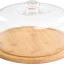 10.2''Glass Dessert Dome with Base, 11.8"Decorative Cake Tray with Glass Dome Cover, Cake Fruit Display Server Tray for Kitchen, Birthday, Weddings, Appetizer Dessert & Cheese Serving Platter