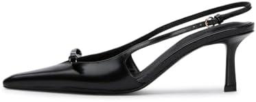 MAVMAX Slingback Heels for Women Kitten Heels with Bow Pointed Close Toe Pumps Dress Party Heeled Sexy Wedding Shoes, Size 6