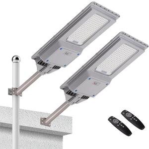 LANGY Solar Street Light, 2-Pack 30000LM 400W, IP67 Commercial Parking Lot Light, Outdoor Dusk to Dawn Solar Flood Light with Motion Sensor, Remote Control, for Yard Garden
