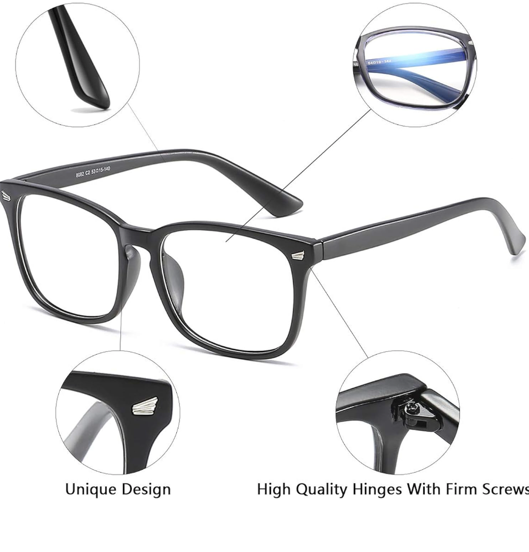 LIVHO Stylish Square Non-Prescription Eyeglasses Clear Lens Glasses ,Pack of 2