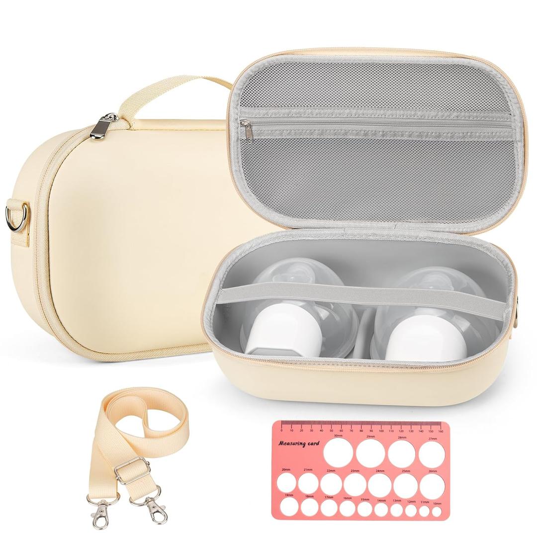 Breast Pump Storage for Hands-Free Breast Pumps with Nipple Ruler, Wearable Breast Pump Case Compatible with Momcozy/Willow/eufy/Security/Medela/Bluefair Wearable Breast Pumps