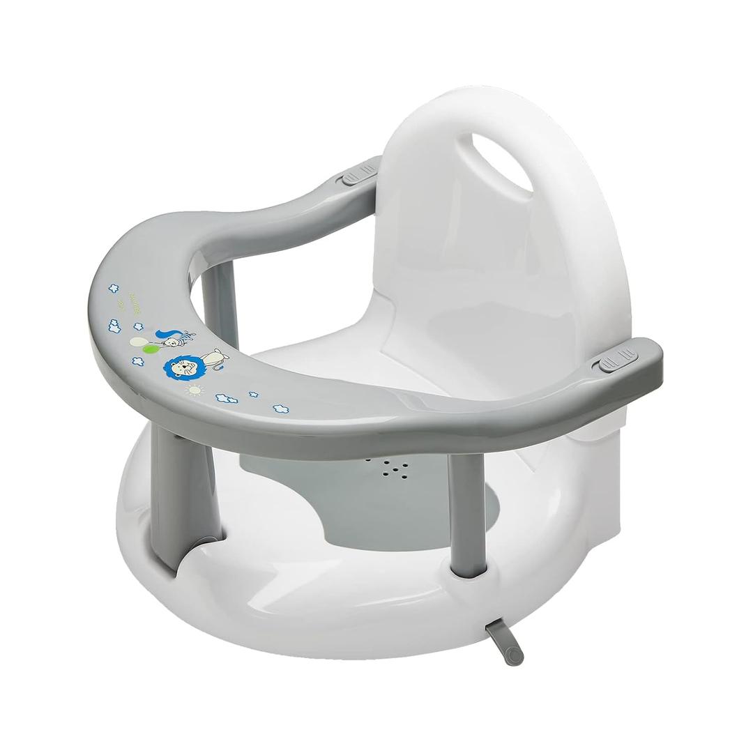 Foldable Baby Bath Seat, Non Slip Baby Bath Chair, Baby Bath Seat Bathtub Chair for Baby Sitting Up, Cute Shape Surround Baby Bathtub Seat with Suction Cups for Baby 6-18 Months (Grey Baby Bath Seat)