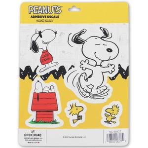 Peanuts Snoopy Adhesive Vinyl Decals - Fun Set of Snoopy Stickers for Car, Window, Water Bottle or Laptop, 1 Pack (5 Count) (Yellow/Red)