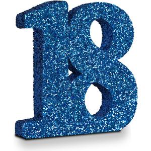 18th Birthday Decorations for Boys,Blue Glitter Number 18 Sign Birthday Centerpiece,Number 18 Table Topper