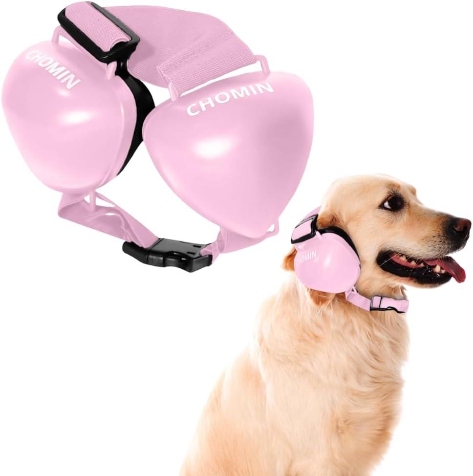 Dog Ear Muffs for Noise Protection, 29dB NRR Dog Earmuffs, Noise Cancelling Headphones for Dogs (Medium, Pink)
