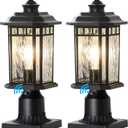 DASTOR 2 Pack Outdoor Post Lights, Dusk to Dawn Outdoor Lamp Post Light Fixture with Pier Mount Base, Waterproof Aluminum Post Lantern for Garden Patio Pathway (Black)