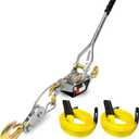 Cable Puller 5T with Two 1"x8FT Lifting Sling 2 Gears Come Along Power Ratchet Puller Tool with Cable 3 Hooks Cable Winch Puller for Construction Moving Securing Automotive.