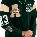 Floerns Men's Color Block Letter Graphic T Shirt Crew Neck Long Sleeve Casual Tee Tops Fall Clothes (Green, M)