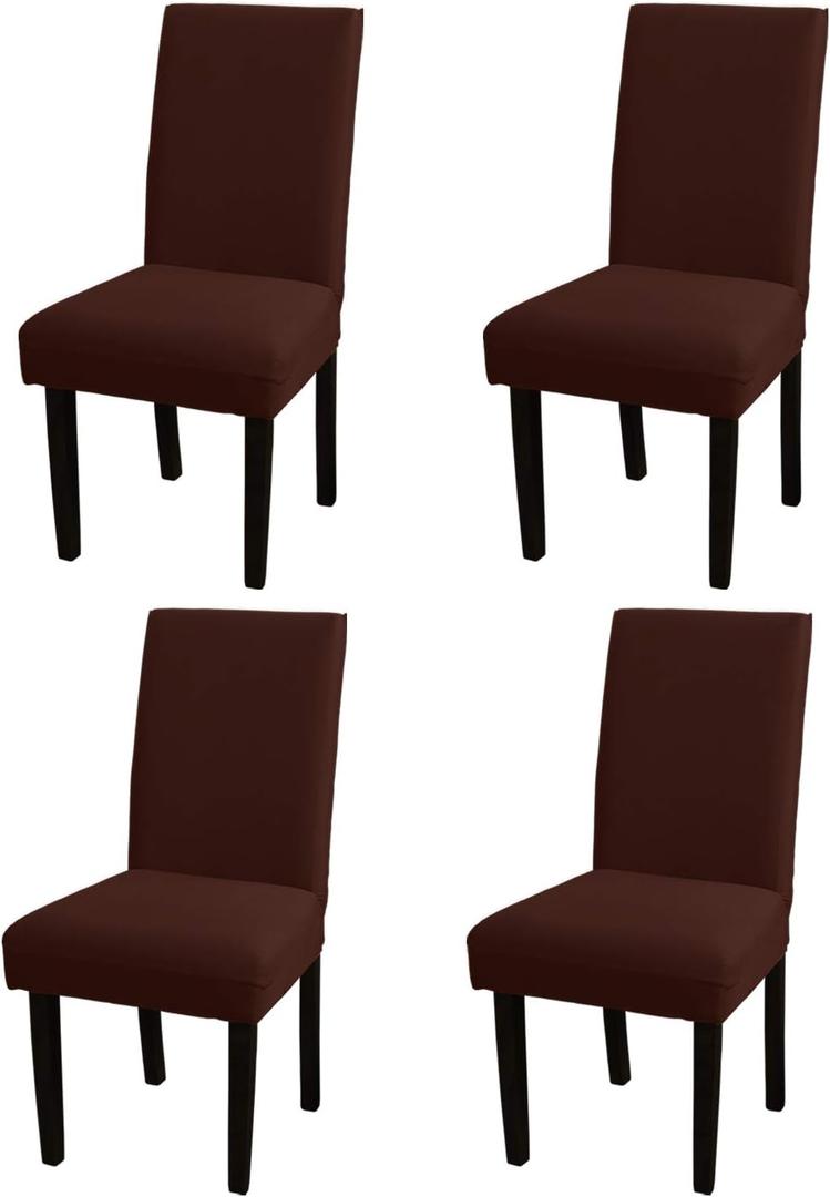 YEESSION Stretch Dining Chair Covers Removable Washable Seat Parson Chair Protector Slipcover for Dining Room,Party,Banquet,Hotel,Ceremony Set of 4 (Coffee)