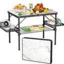 Titanker Folding Camping Table 3ft, Folding Picnic Table, Large Camp Table Portable with Extra Side Racks & Storage Net, Outdoor Patio Table, RV/Car Camping Essentials, Aluminum Light & Solid