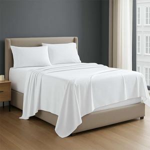 NON Sticky cotton Premium 4 Piece Egyptian Cotton Fitted King Sheet Set, Hotel Quality Soft Breathable Bedding Sheets, 12" Deep Pocket, 78" X 80", White Solid